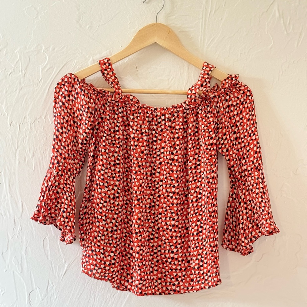 Jcrew 0P hearts print top
